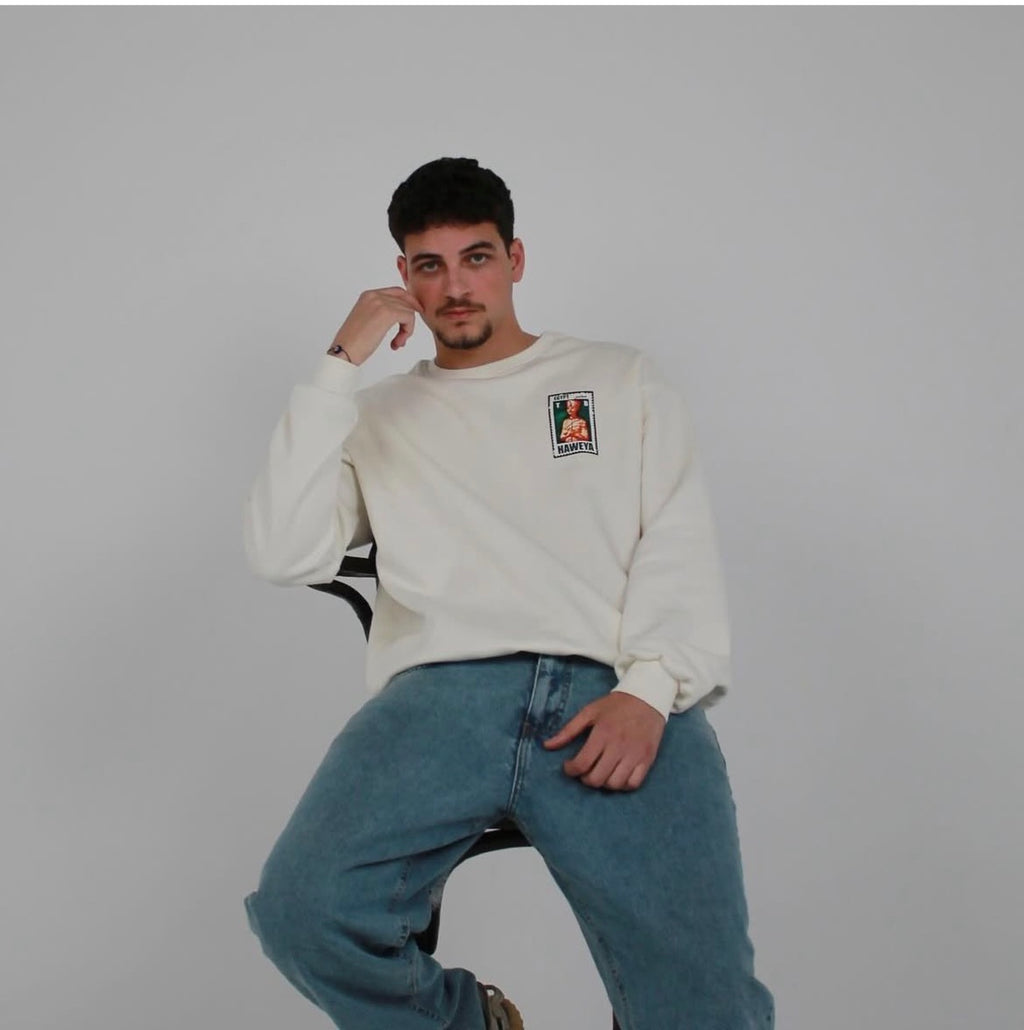 Stitched white crewneck