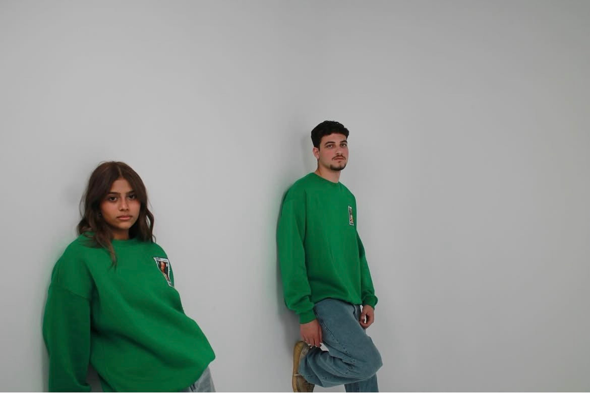 Stitched green crewneck