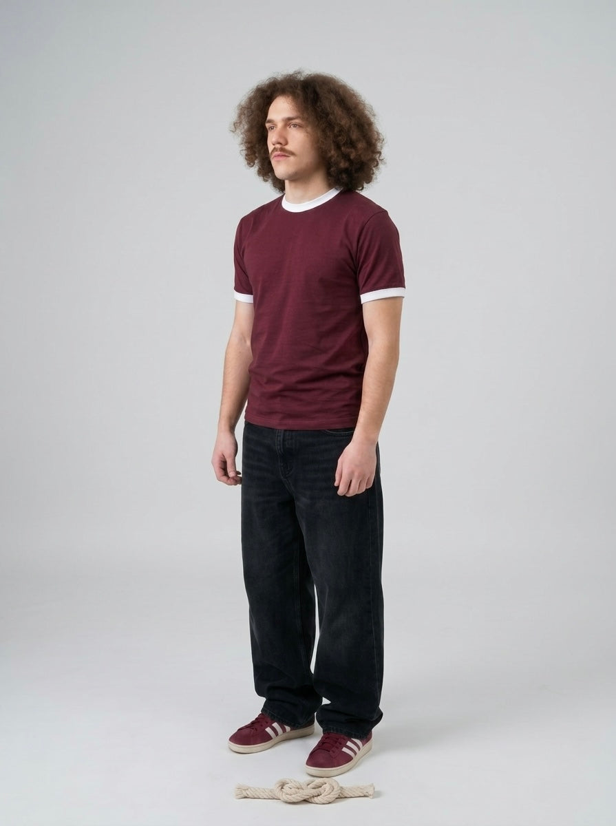 BURGUNDY RINGER T-SHIRT