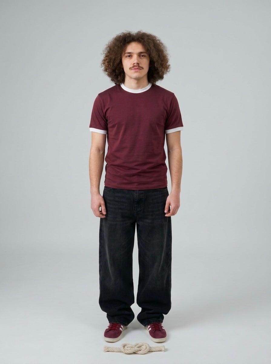 BURGUNDY RINGER T-SHIRT